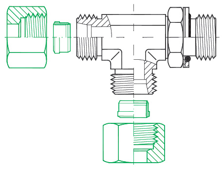 conexiones para tubo DIN de 24 grados, tuerca compatible, relación de tamaños de rosca, tamaño de tubo, montaje DIN, anillo cortante, roscas DIN, tamaño de guion, BSPP